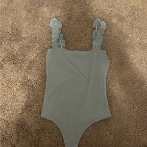 Bodysuit with Ruffle Straps - Blue